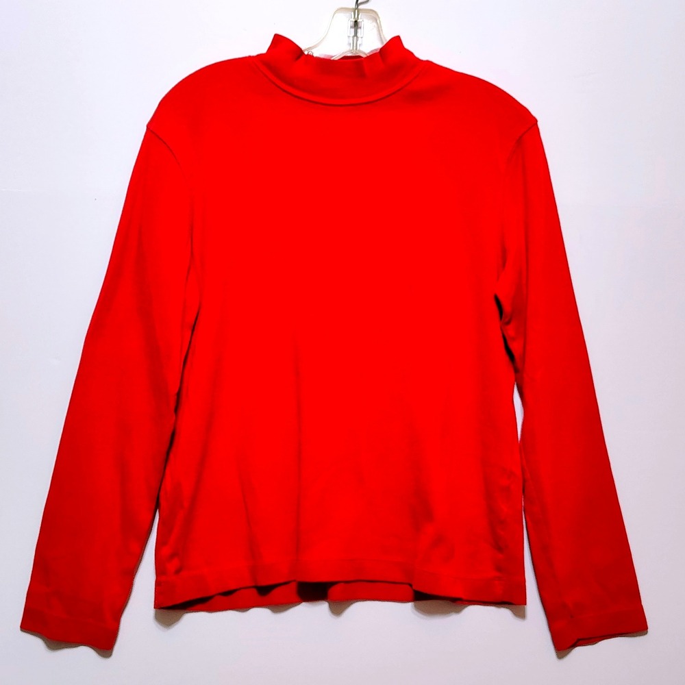 Jones Sport Red Mock Neck Long Sleeve Shirt Women's Size L Christmas Red Layer